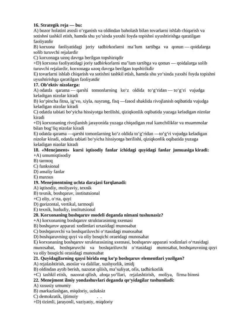 Menejment fanidan testlar 3