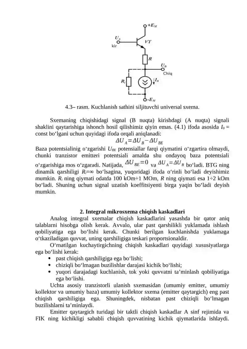 O‘zgarmas kuchlanish sathini siljitish qurilmasi 3