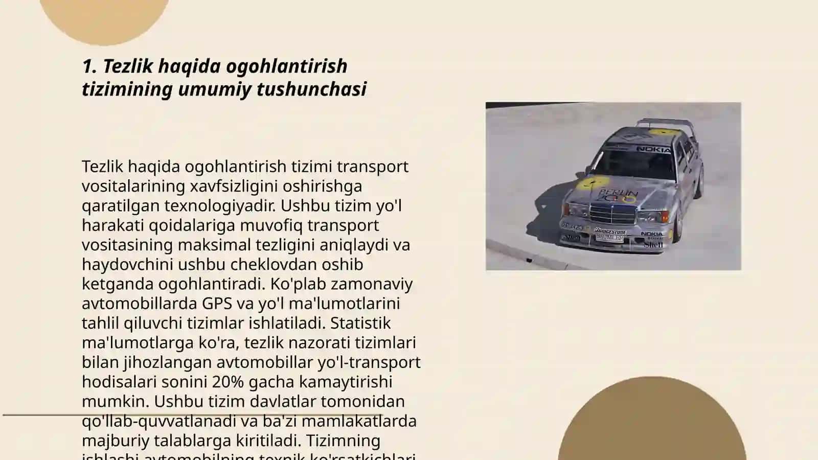 Tezlik haqida ogohlantirish tizimi 3