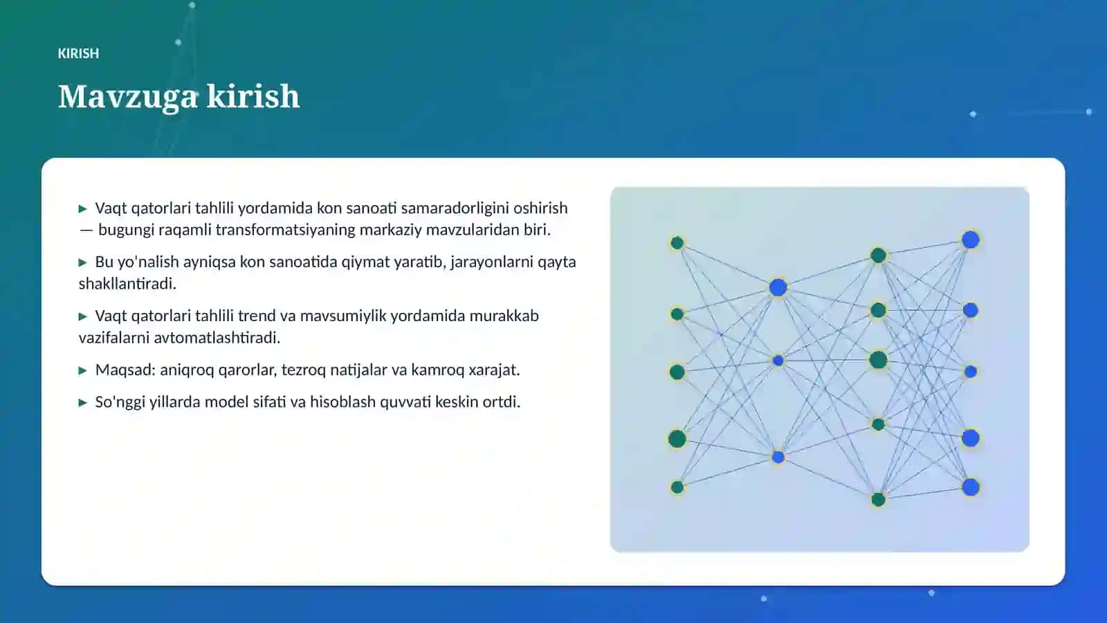 Vaqt qatorlari tahlili yordamida kon sanoati samaradorligini oshirish 3