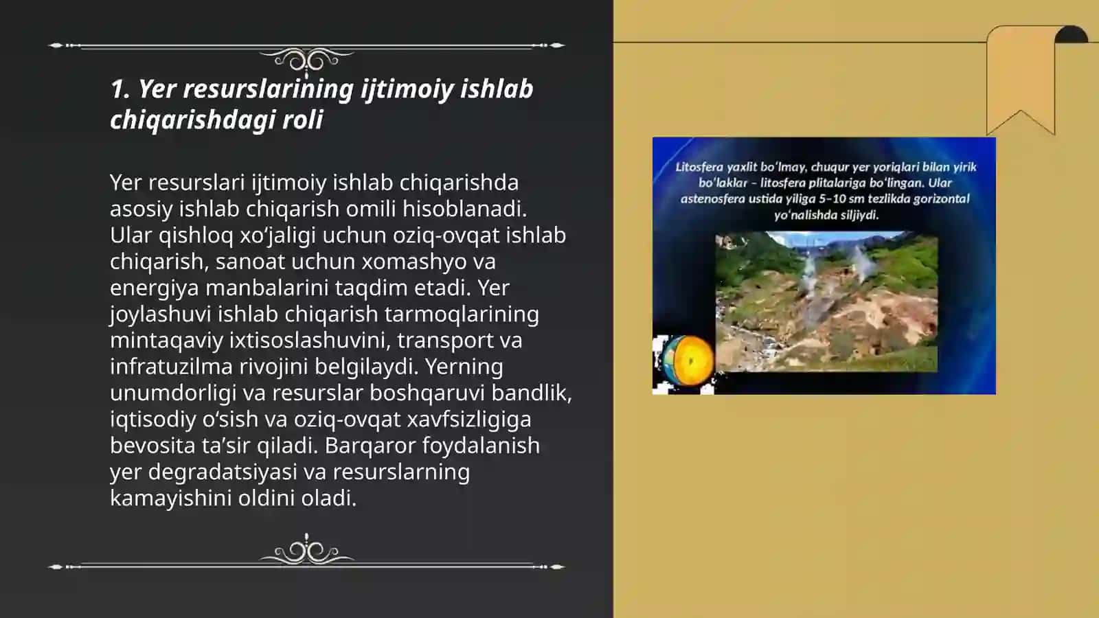 Yerning ijtimoiy ishlab chiqarishdagi oʻrni va ahamiyati 3