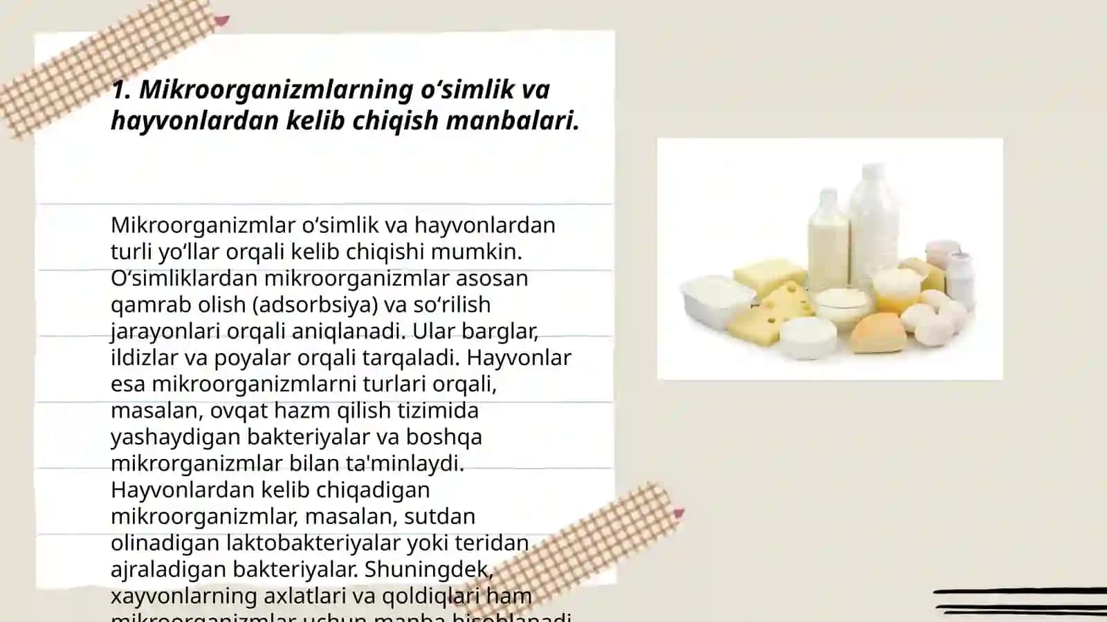 Sut va sut mahsulotlari sanoatida mikroorganizmlar oʻrni Muxtorova Dilshoda 3