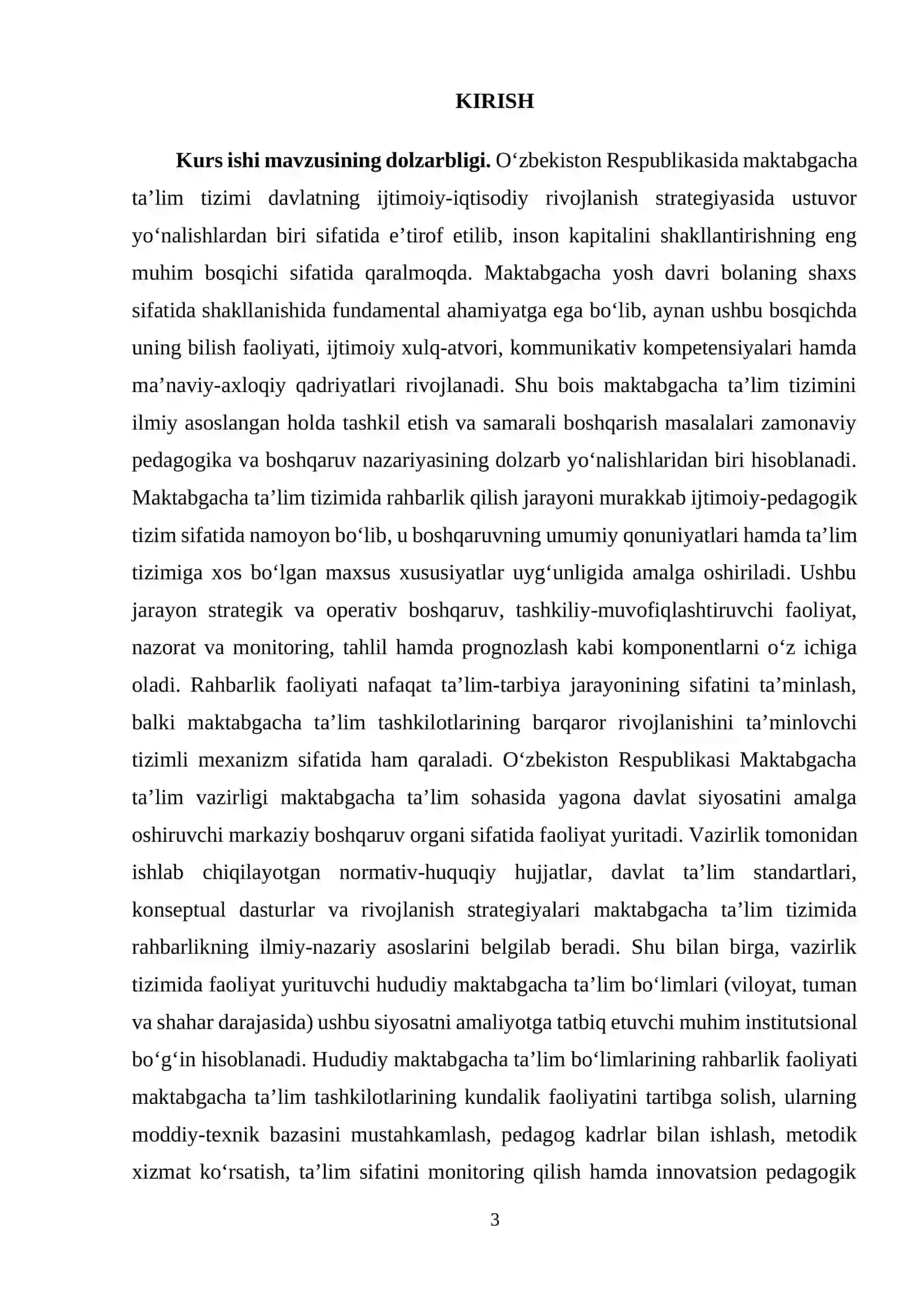 Oʻzbekiston Respublikasi maktabgacha taʼlim vazirligi va maktabgacha taʼlim boʻlimlari tomonidan maktabgacha taʼlimda rahbarlik 3