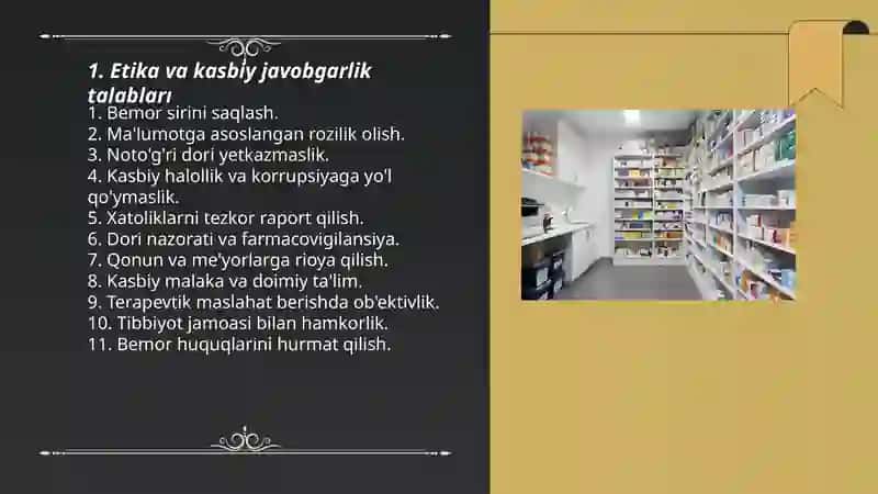 Farmatsevtning kasbiy kompitentligiga qo'yiladigan talablar 3