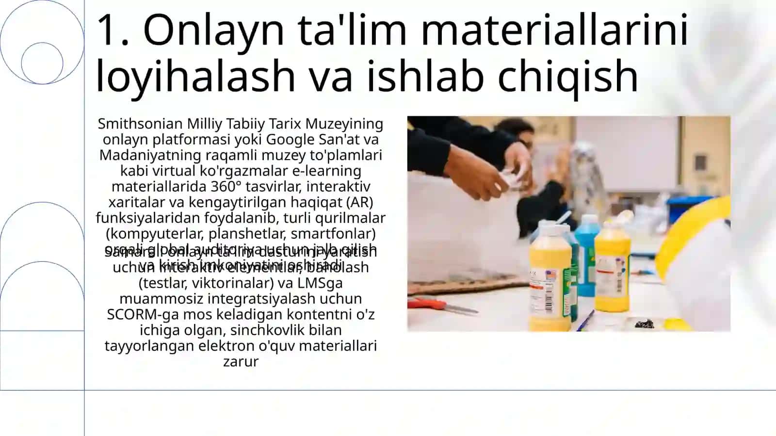 internetdagi ta'limiy dasturlar, elektron o'quv qo'llanmalar, multimedialar,virtual stendlar 3