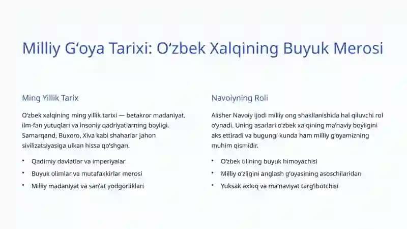Milliy Gʻoya va Mafkura: Oʻzlikni Anglash va Taraqqiyot Yoʻli 3