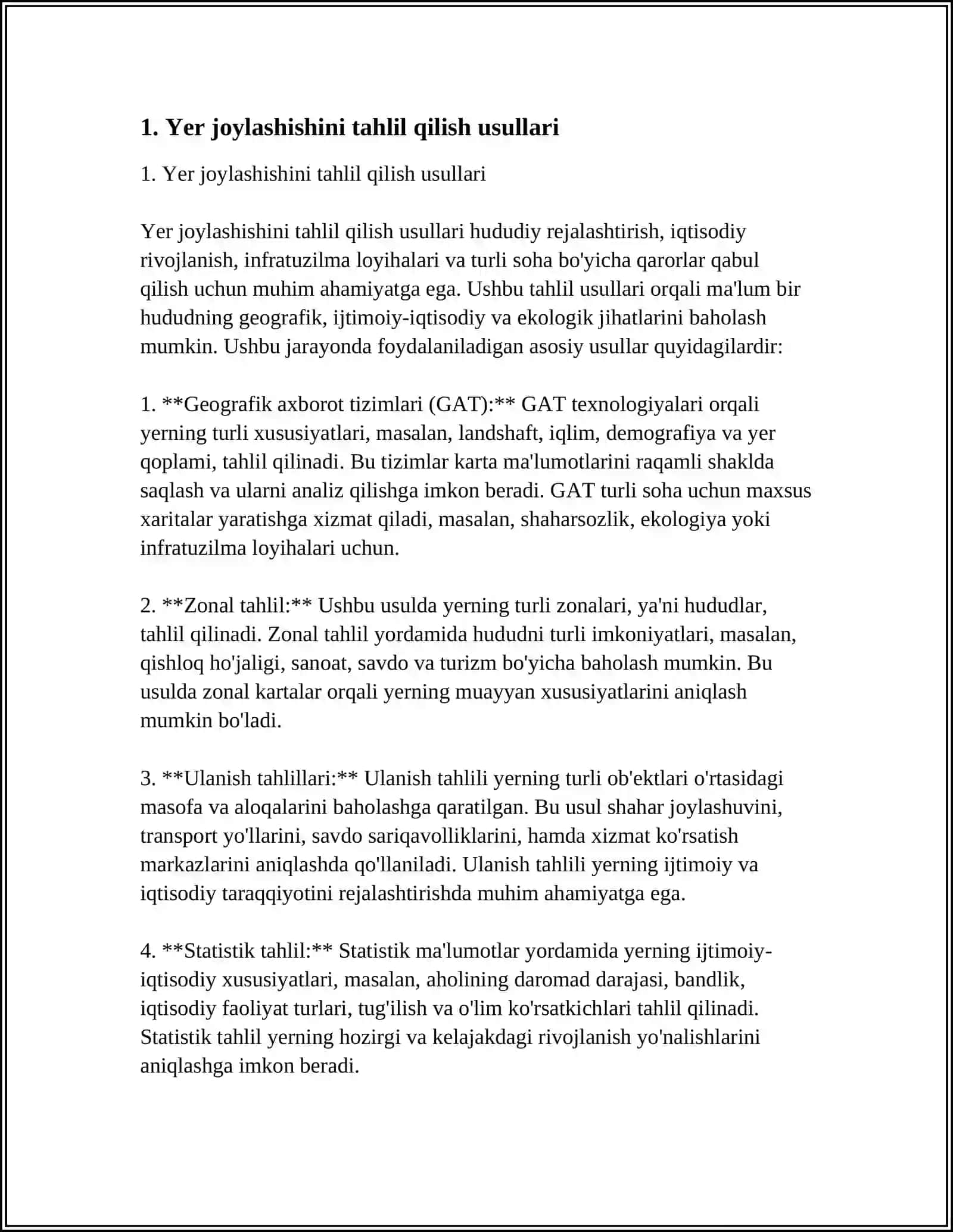Yer joylashishini tahlil qilish usullari 3