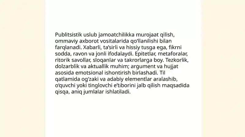 Publitsistik uslubga doir matnlar bilan ishlash 3