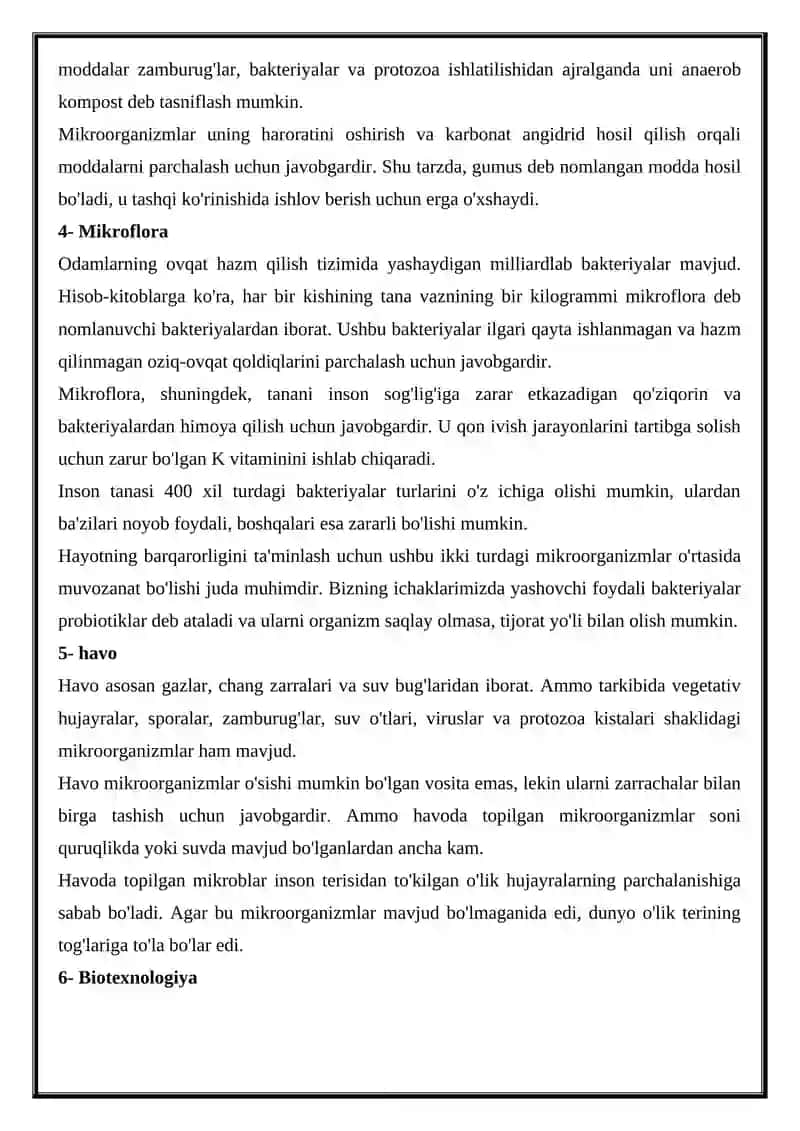 Mikroorganizmlarning inson uchun foydasi 3