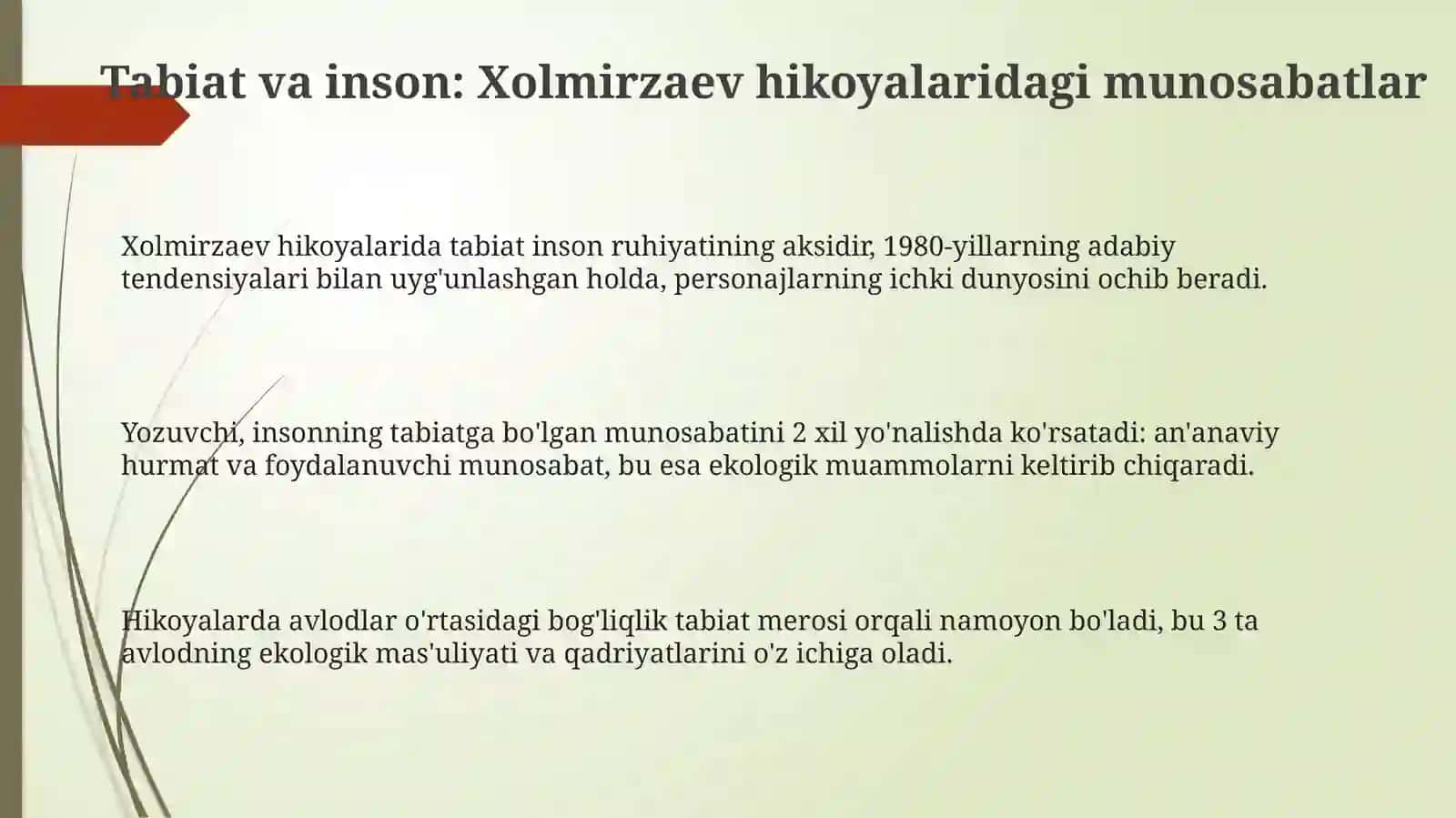 Shukur Xolmirzayev hikoyalarida tabiat va inson munosabati 3