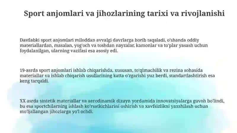 Sport anjomlari va jihozlarining sportdagi oʻrni 3