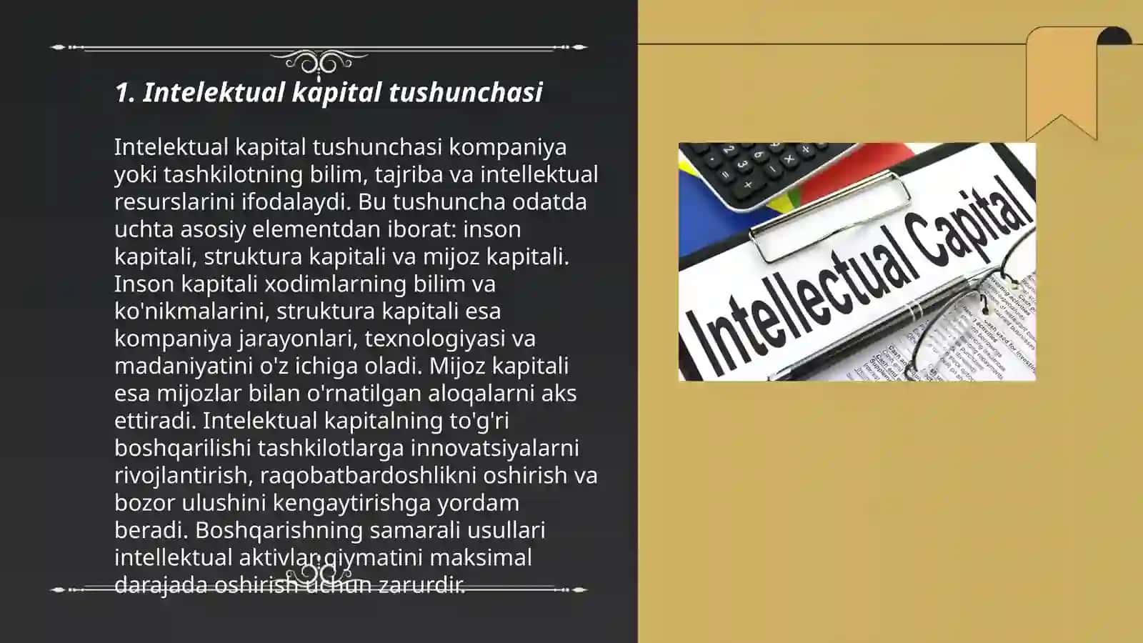 Intellektual kapital, intellektual mulkni shakllantirish va boshqarish 3
