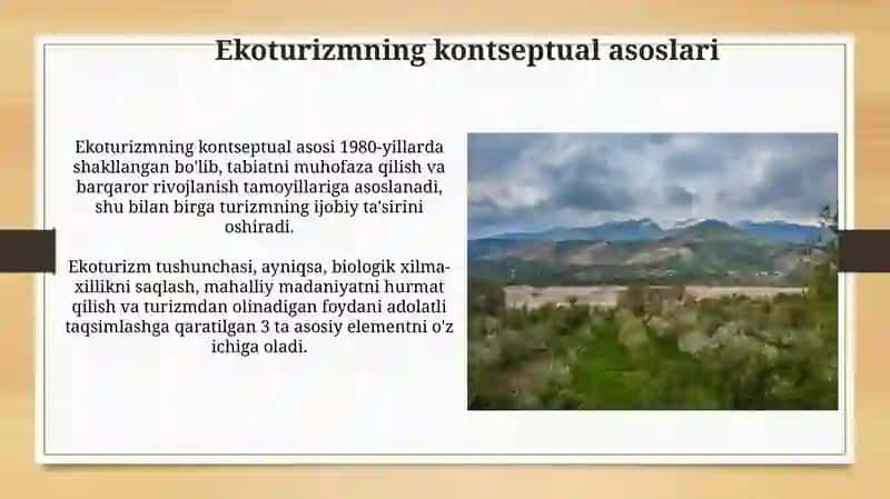Ekoturizmning rivojlantirishni asosiy yoʻnalishlari 3