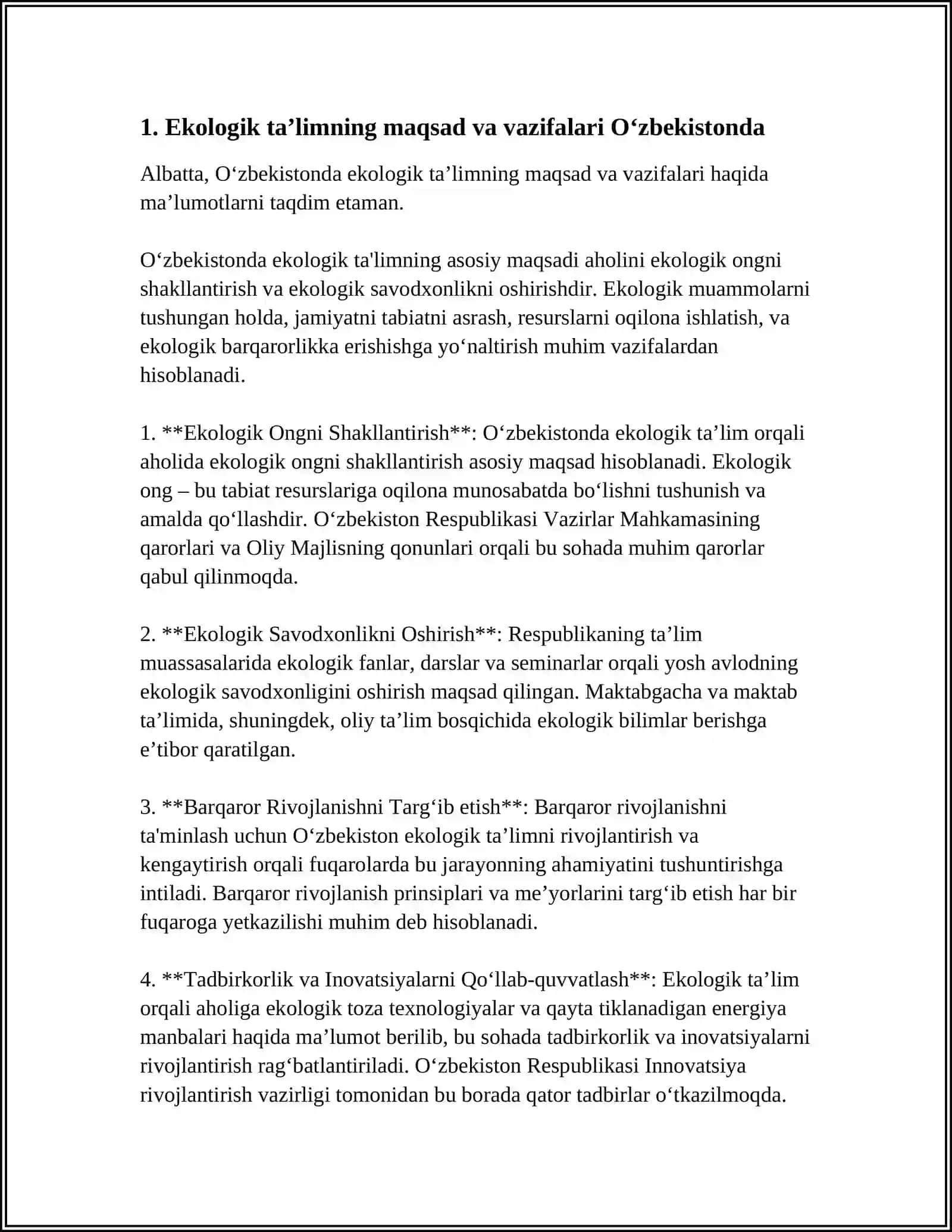 O‘ZBEKISTON RESPUBLIKASIDA EKOLOGIK TAʼLIMNI RIVOJLANTIRISH KONSEPSIYASI 3