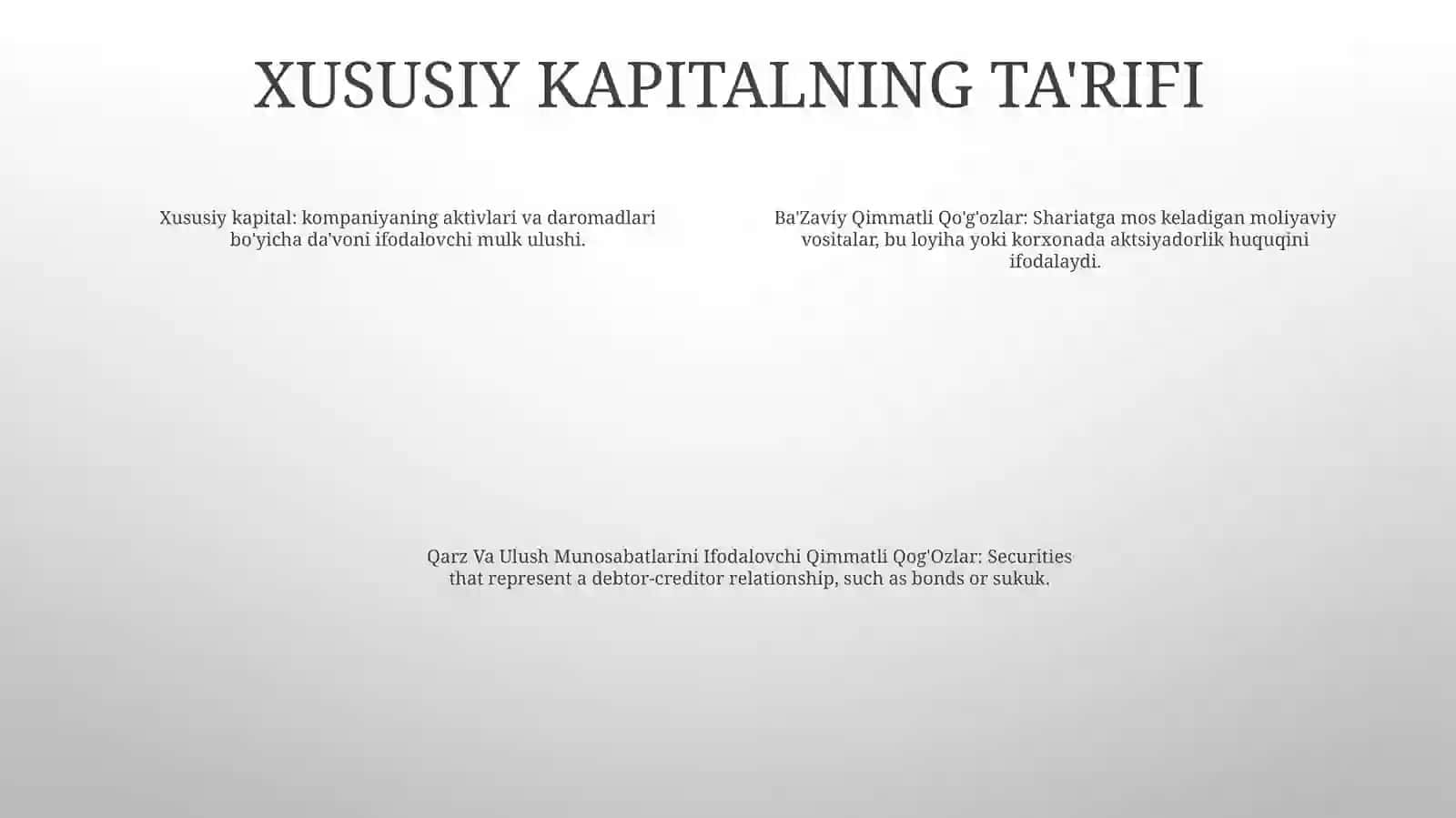 Ba'Zaviy (Qarz Va Ulush Munosabatlarini Ifodalovchi) Qimmatli Qog'Ozlar 3