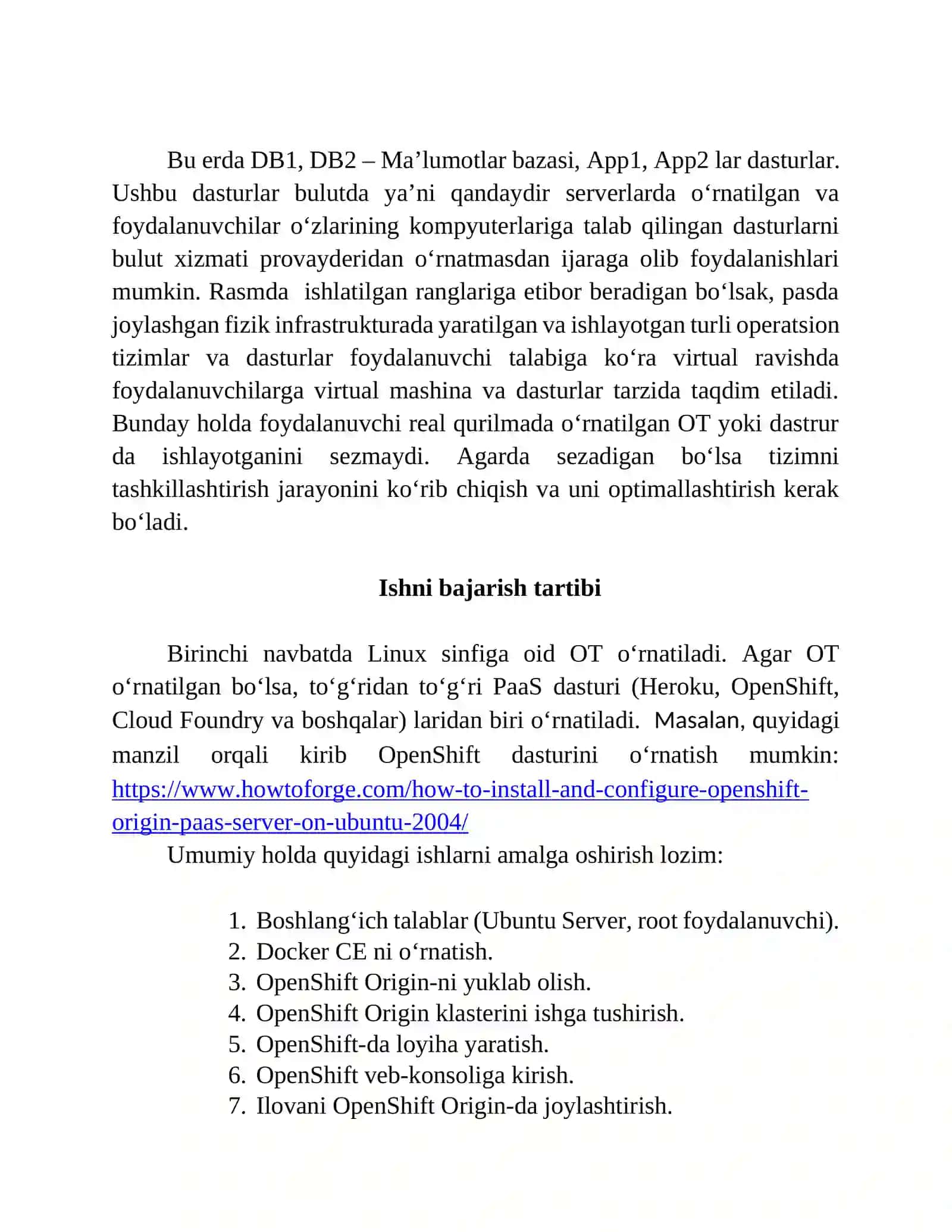 Ochiq kodli dasturlar yordamida PaaS infratuzilmasini yaratish va foydalanish 3
