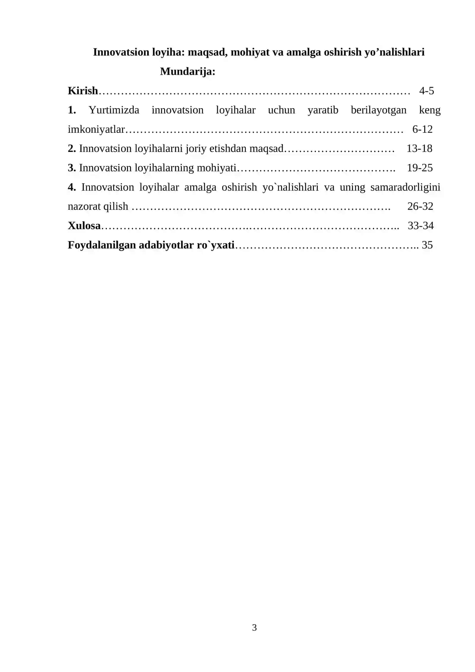 Innovatsion loyiha: maqsad, mohiyat va amalga oshirish yo`nalishlari 3
