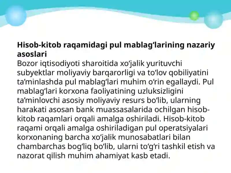Hisob  kitob raqamidagi pul mablaglari xarakatini tekshirish 3