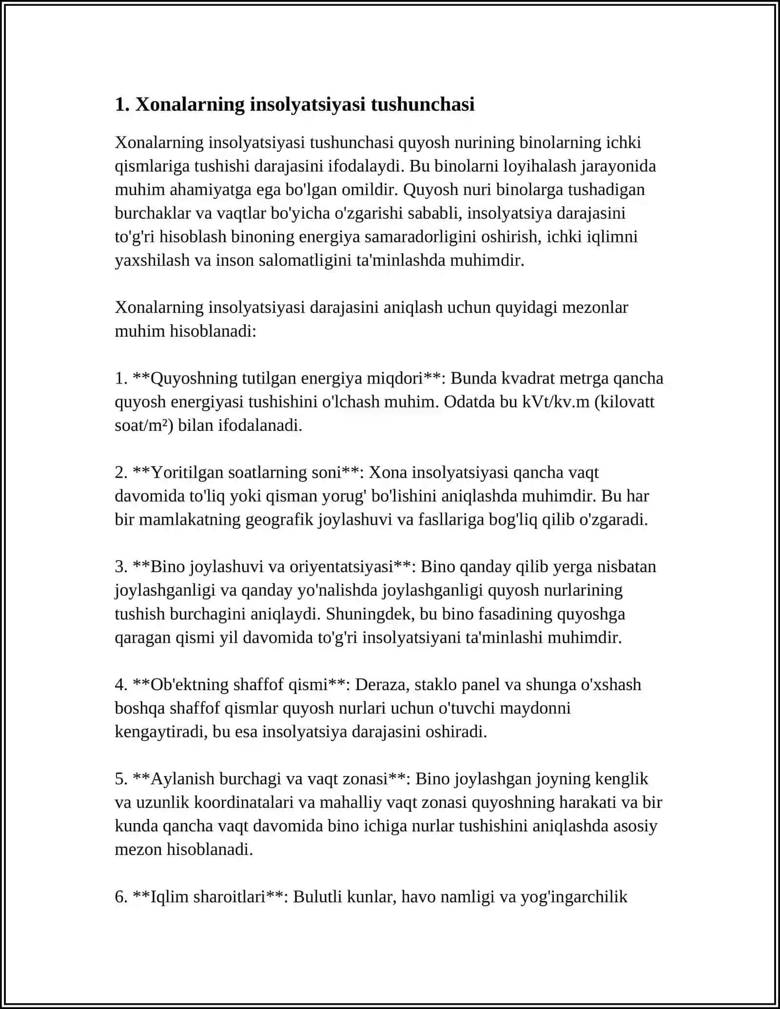 XONALARNING INSOLYATSIYASI HAQIDA TUSHUNCHA, UNING AHAMIYATI. XONALARNING TABIIY YORUG‘LIGINI BELGILOVCHI OMILLAR 3
