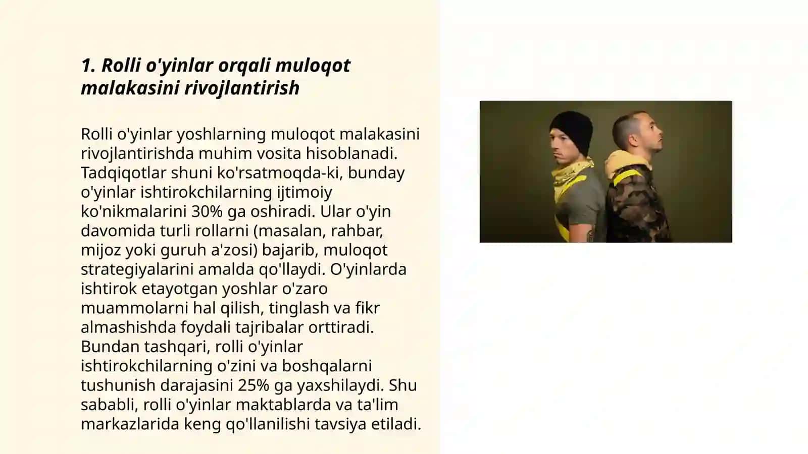 Muloqot malakasini oshirishda rolli o'yinlarning mahorati 3