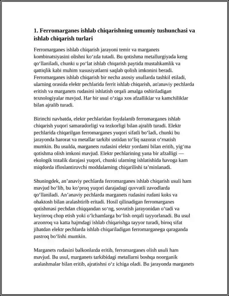 FERROMARGANES ISHLAB CHIQARISH TEXNOLOGIYASI 3