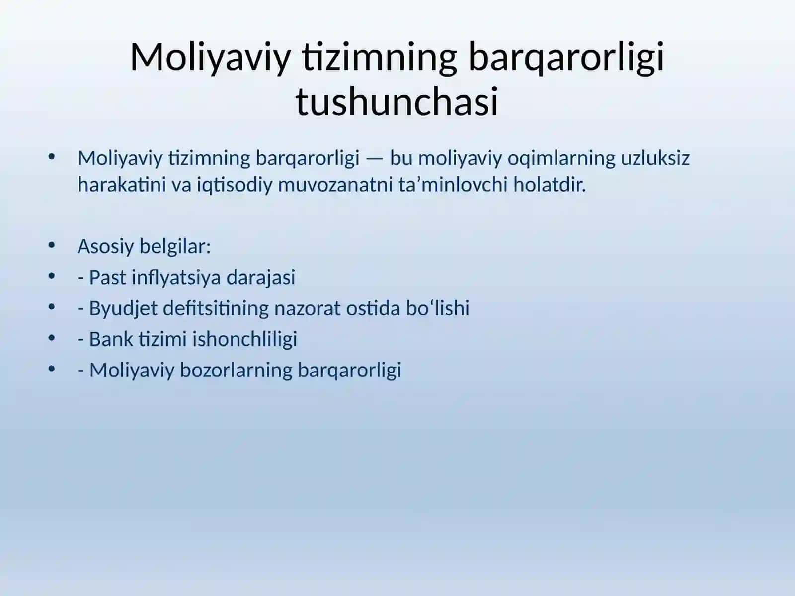 Moliyaviy tizimning barqarorligi va uni ta'minlash omillari 3