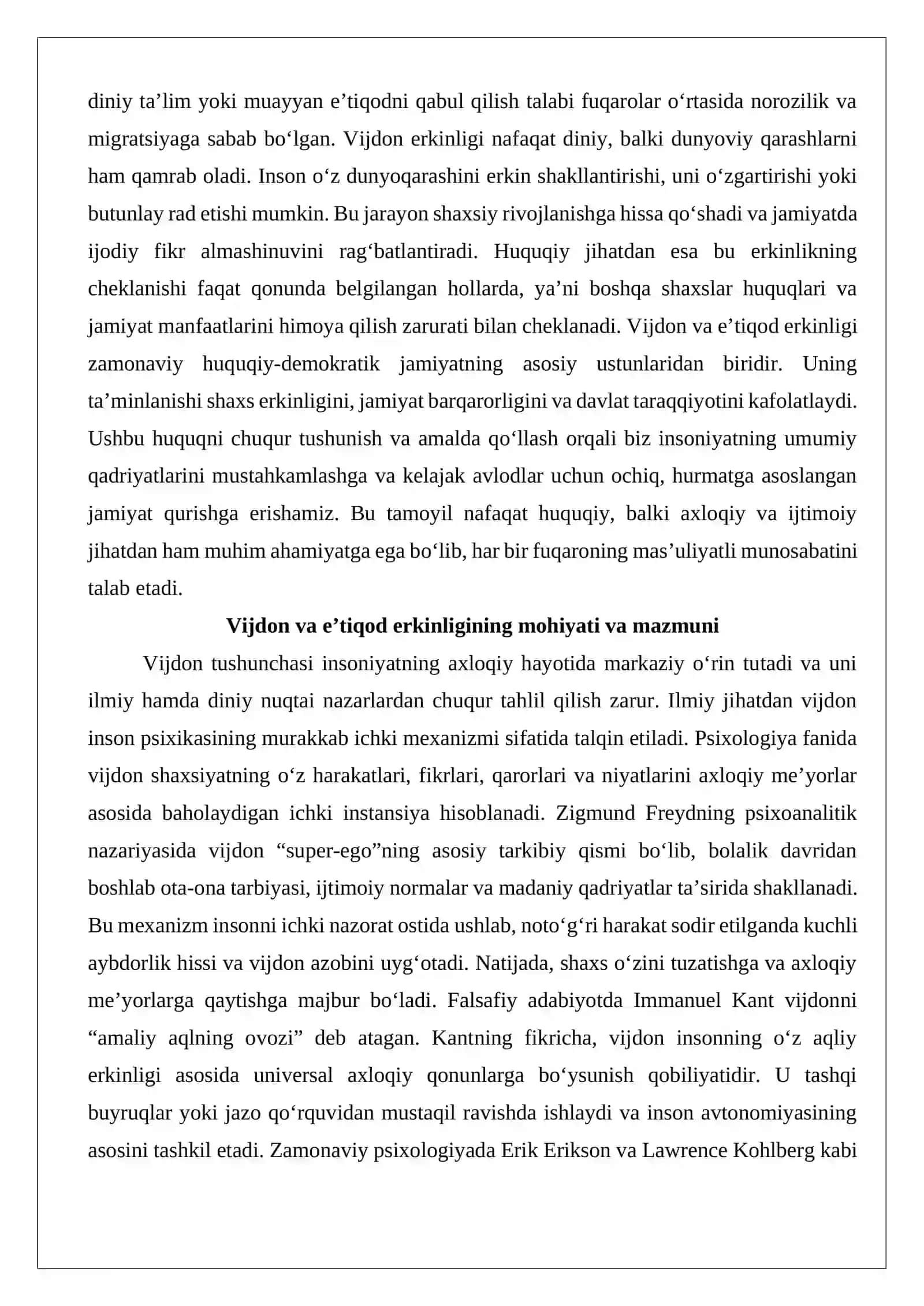 Vijdon va eʼtiqod erkinligining taʼrifi 3