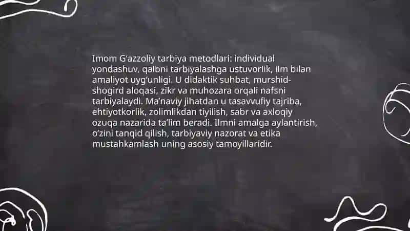 Imom Gʻazzoliyning tarbiya metodlari va maʼnaviy jihatlari 3