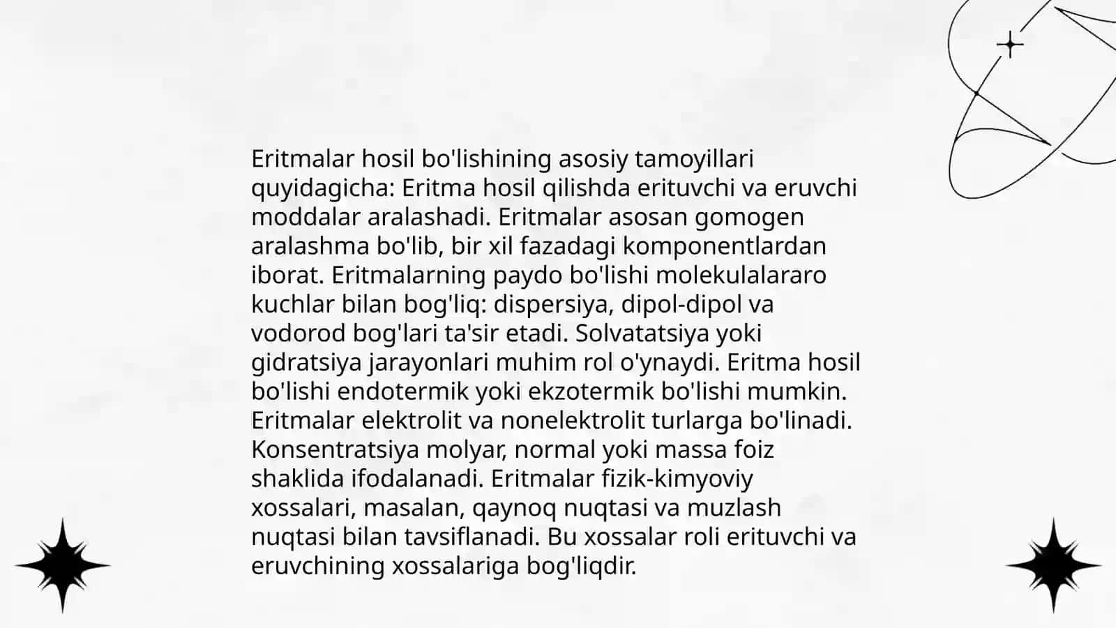 Eritmalar hosil bo'lishi va ularning konsentratsiyalari 3