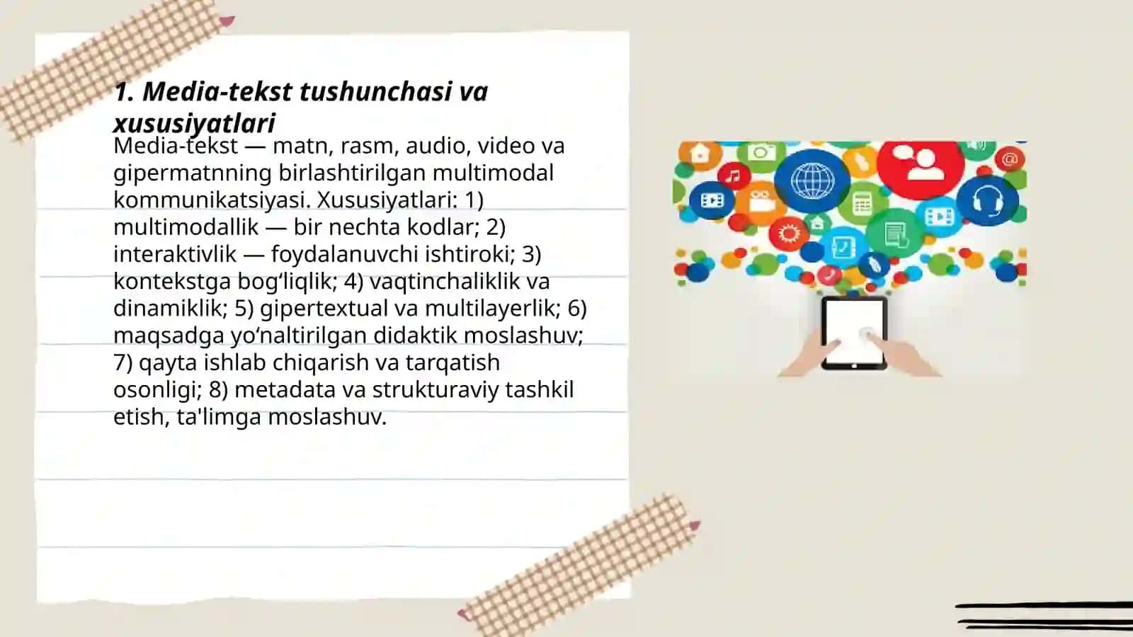 O'quv jarayonida media-textlardan foydalanish: O'quv jarayonida media-textlarning o'rni va ularning ta'limdagi qo'llanilishi 3