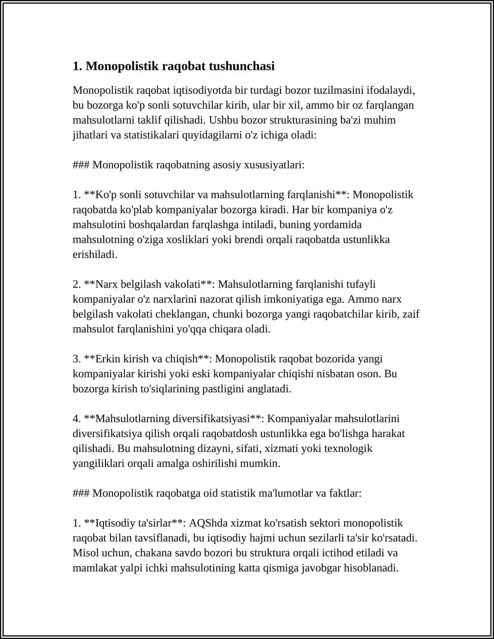 Monopolistik Raqobatlashgan Bozor Muvozanati 3