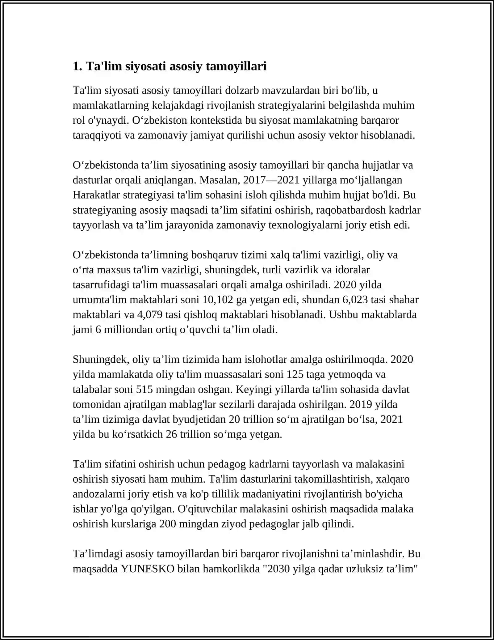 BILIMLENDIRIW TARAWINDAGI MAMLEKET SIYASATININ TIYKARGI PRINCIPLERI 3
