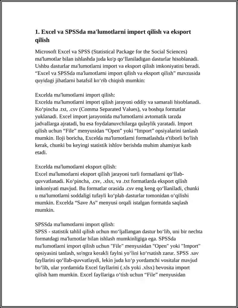 EXCEL SPSS KOMPUTER DASTURLARIDA MA'LUMOTLARNI TASHKIL QILISH 3