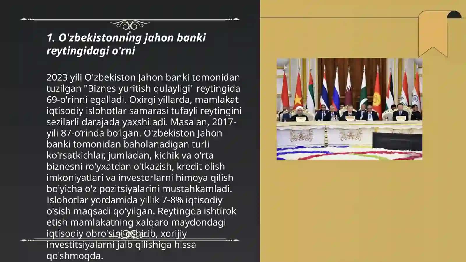 O'zbekiston va jahon hamjamiyati. Yangi o'zbekiston ijtimoiy-siyosiy, iqtisodiy va madaniy hayotida ro'y berayotgan o'zgarishlarning xalqaro reyting va indekslarda aks etishi 3