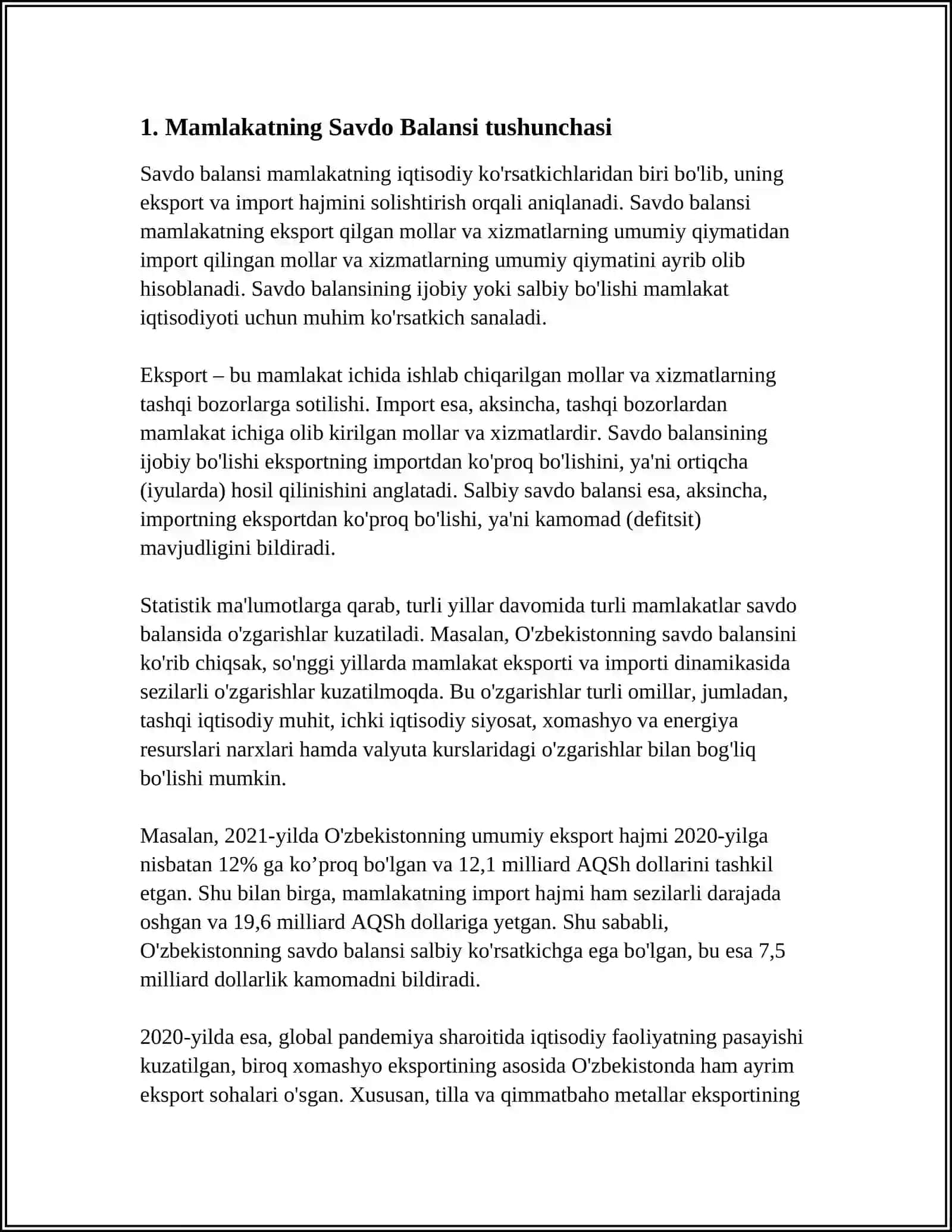 MAMLAKATNING SAVDO VA TOʻLOV BALANSI 3