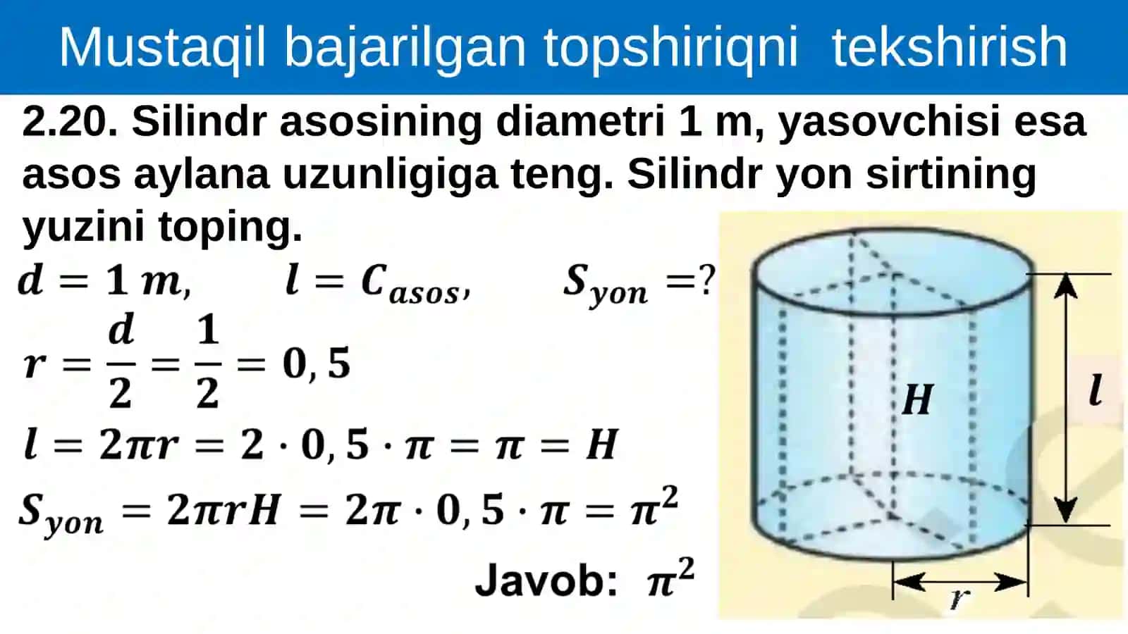 Aylanish jismlari: Silindr, konus va shar 3