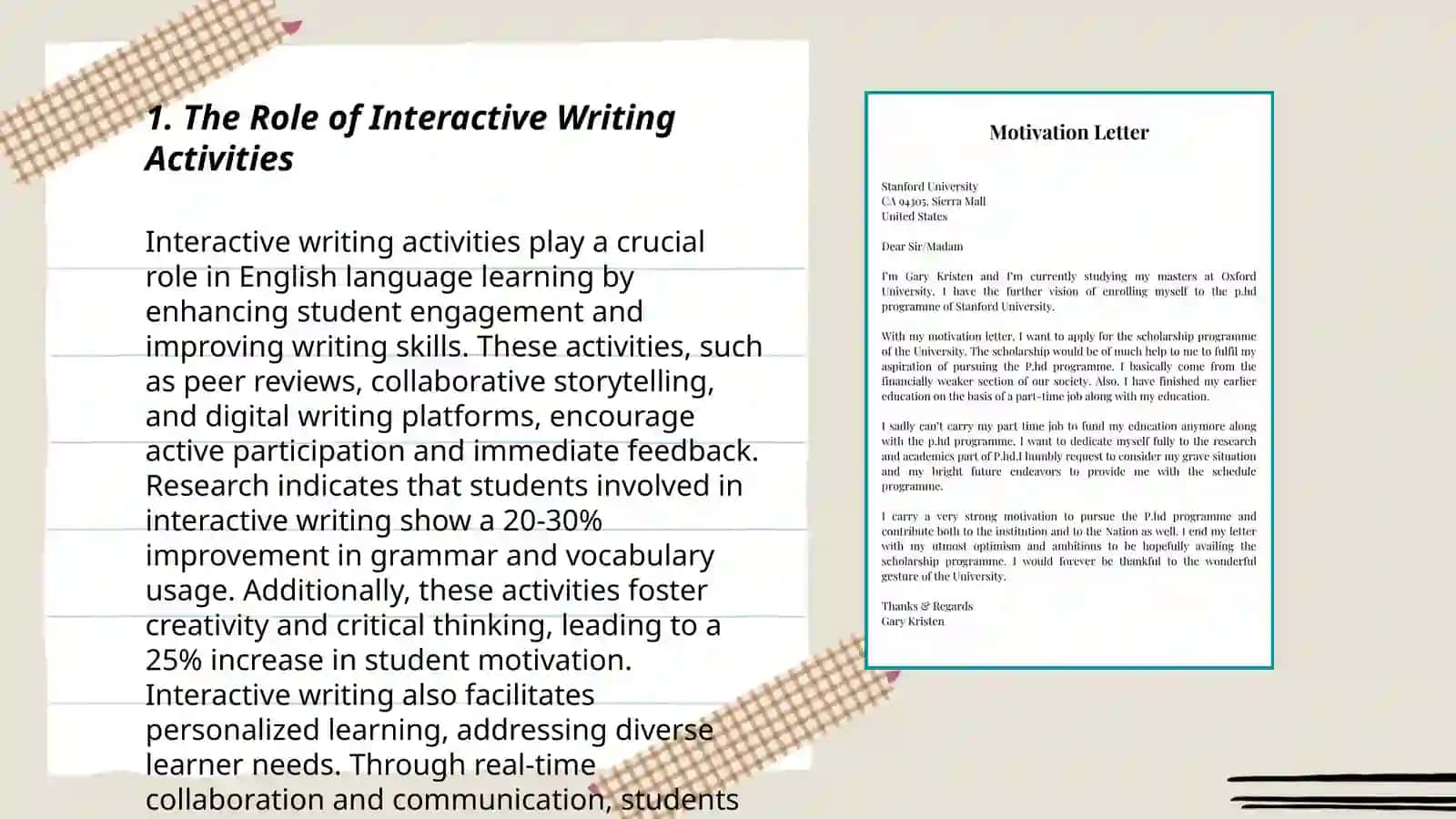 Plan: The Role of Interactive Writing Activities 3
