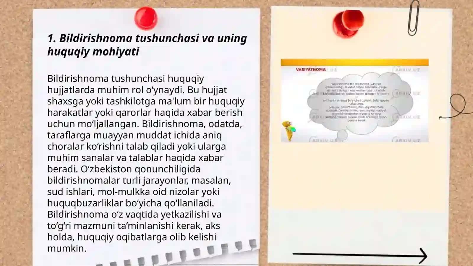 Bildirishnoma, vasiyatnoma va uning o'ziga xos xususiyatlari 3