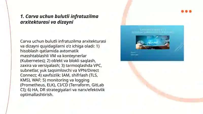 Carva uchun bulutli infratuzilma arxitekturasi va dizayni 3