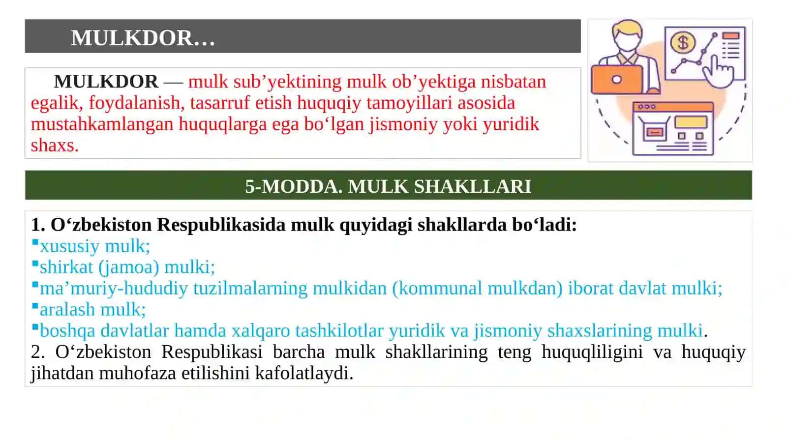 Mulkan va tadbirkorlikni shakllanishining iqtisodiy yo`llari 3