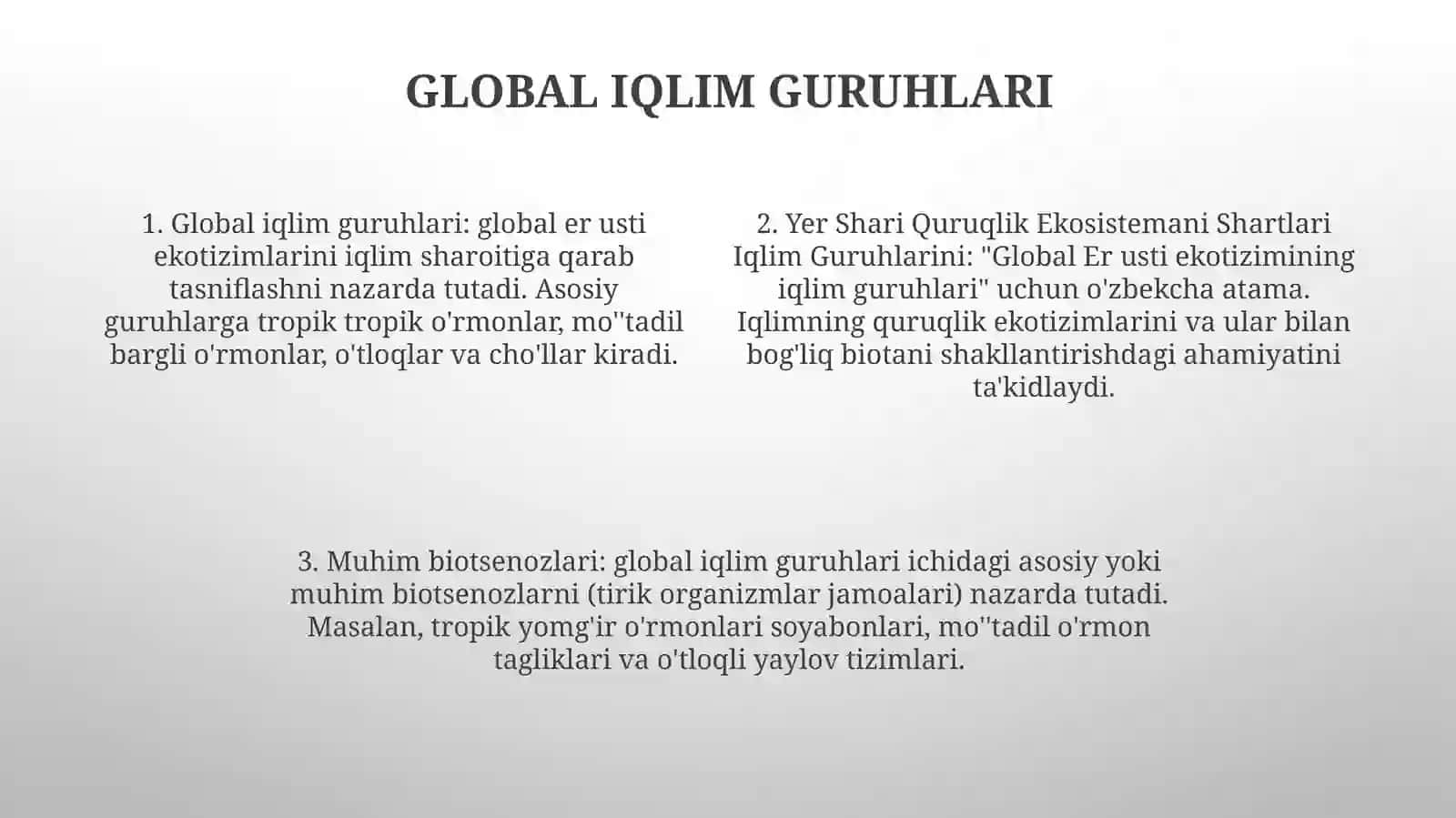 Yer Shari Quruqlik Ekosistemani Shartlari Iqlim Guruhlarini Va UlarningMuhimBiotsenozlari 3