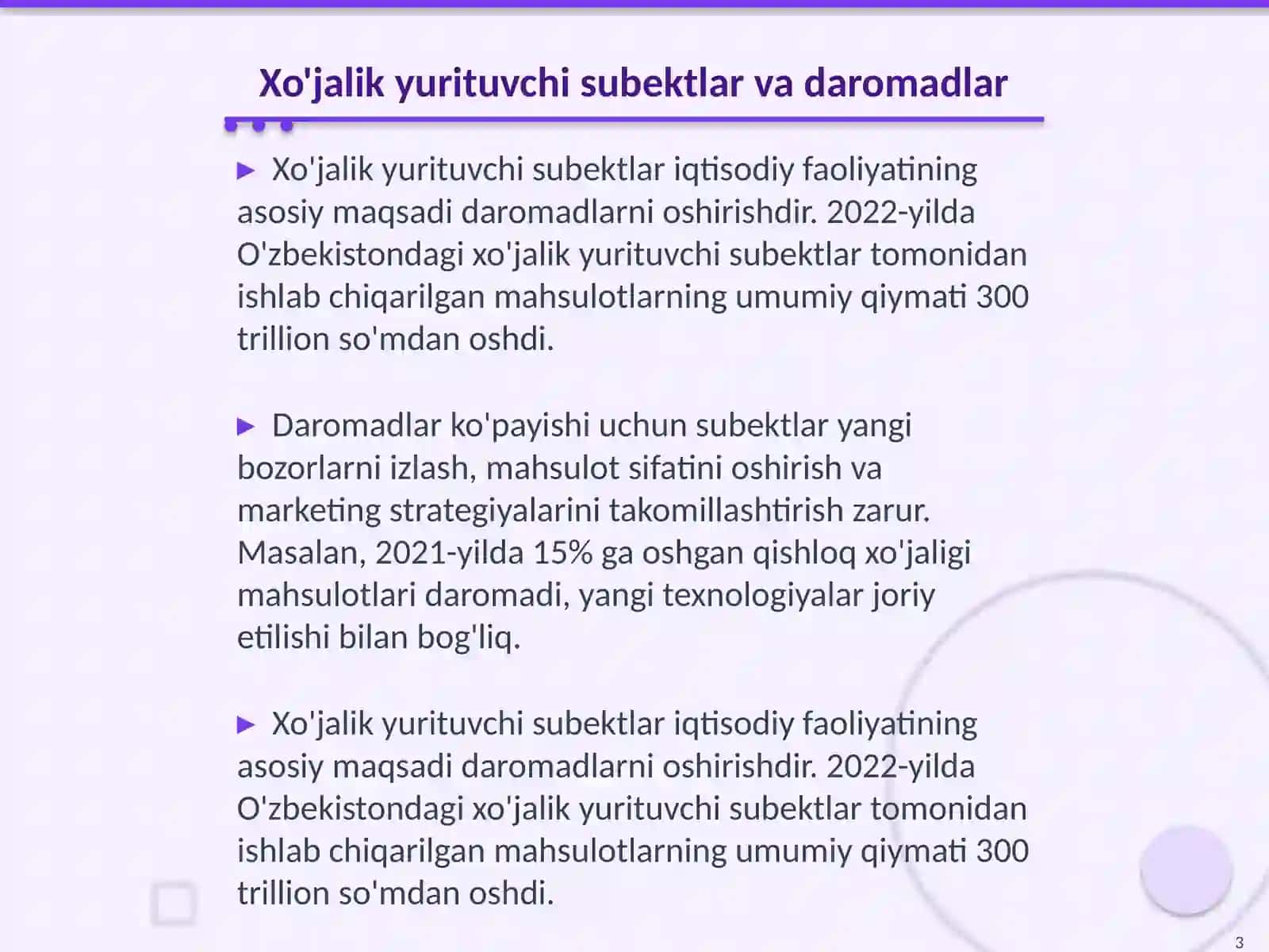 Xo'jalik Yurituvchi subektlarning xarajatlari foydasi va rentabelligi 3