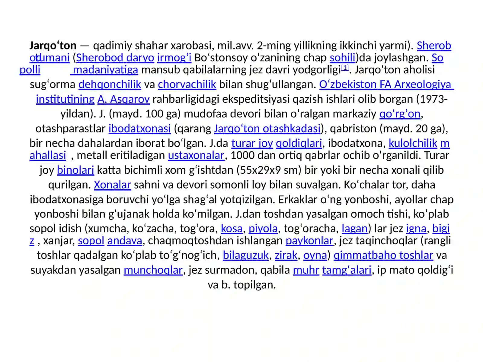 Jarqoʻtonning Arxeologik Yodgorligi 3