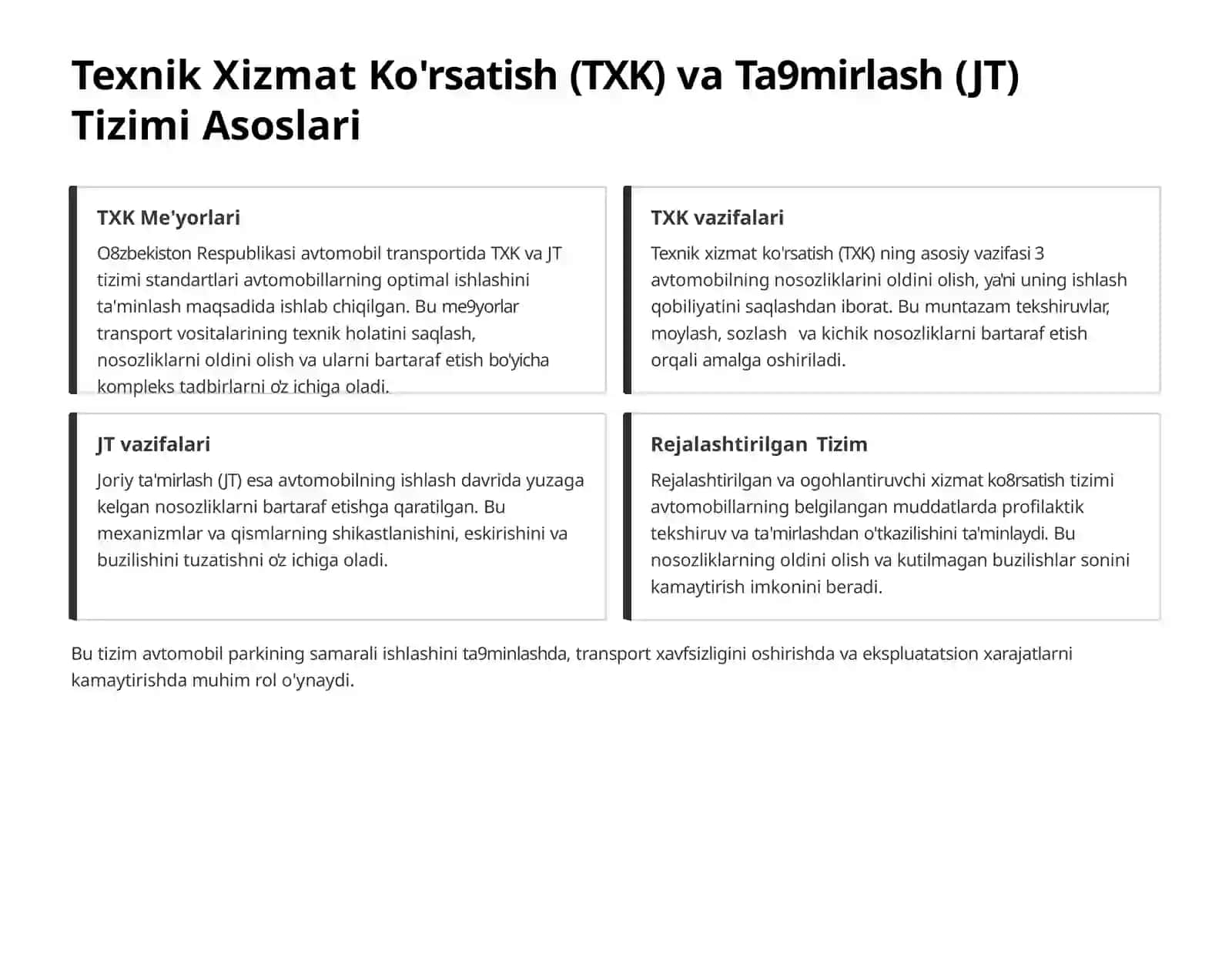 Avtomobilning Texnik Holati va Ishlash Davri 3