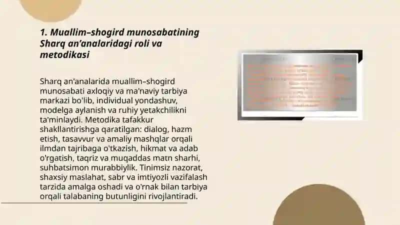 Sharq mutafakkirlari ta'lim metodlari haqida tushuncha 3