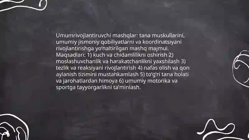 Umumrivojlantiruvchi mashqlar va ularning guruhlari 3
