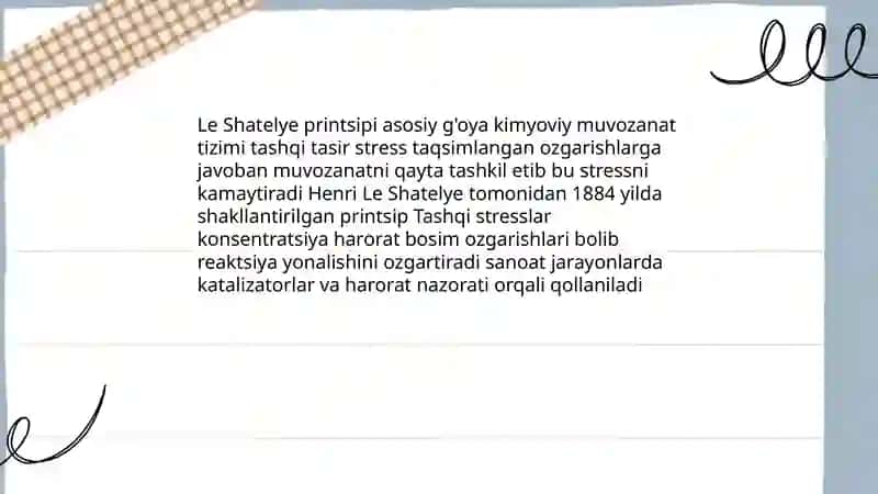 Le-Shatelye prinsipi va uning kimyoviy jarayonlardagi ahamiyati 3