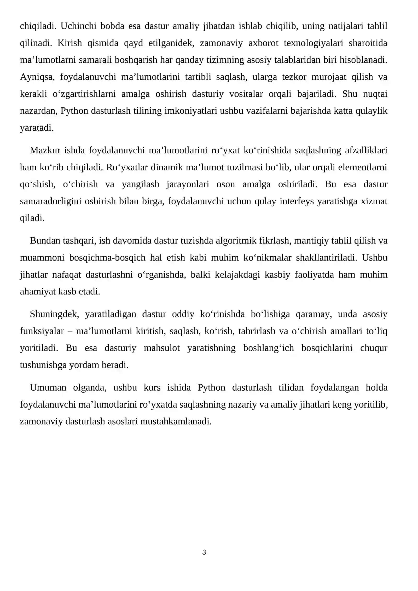 PYTHON DASTURLASH TILINING NAZARIY ASOSLARI 3