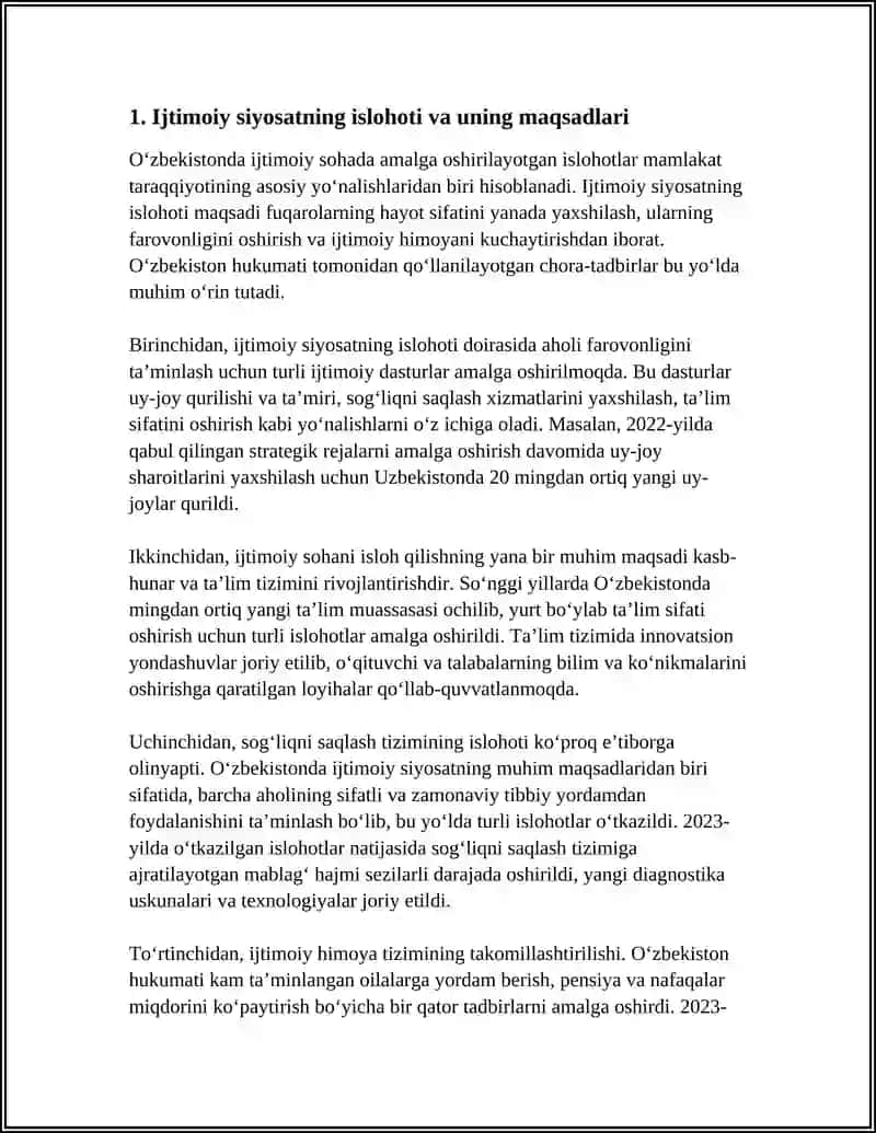 ŎZBEKISTONDA IJTIMOIY SOHADA AMALGA OSHIRILAYOTGAN ŎZGARISHLAR MAZMUN VA MOHIYATI 3