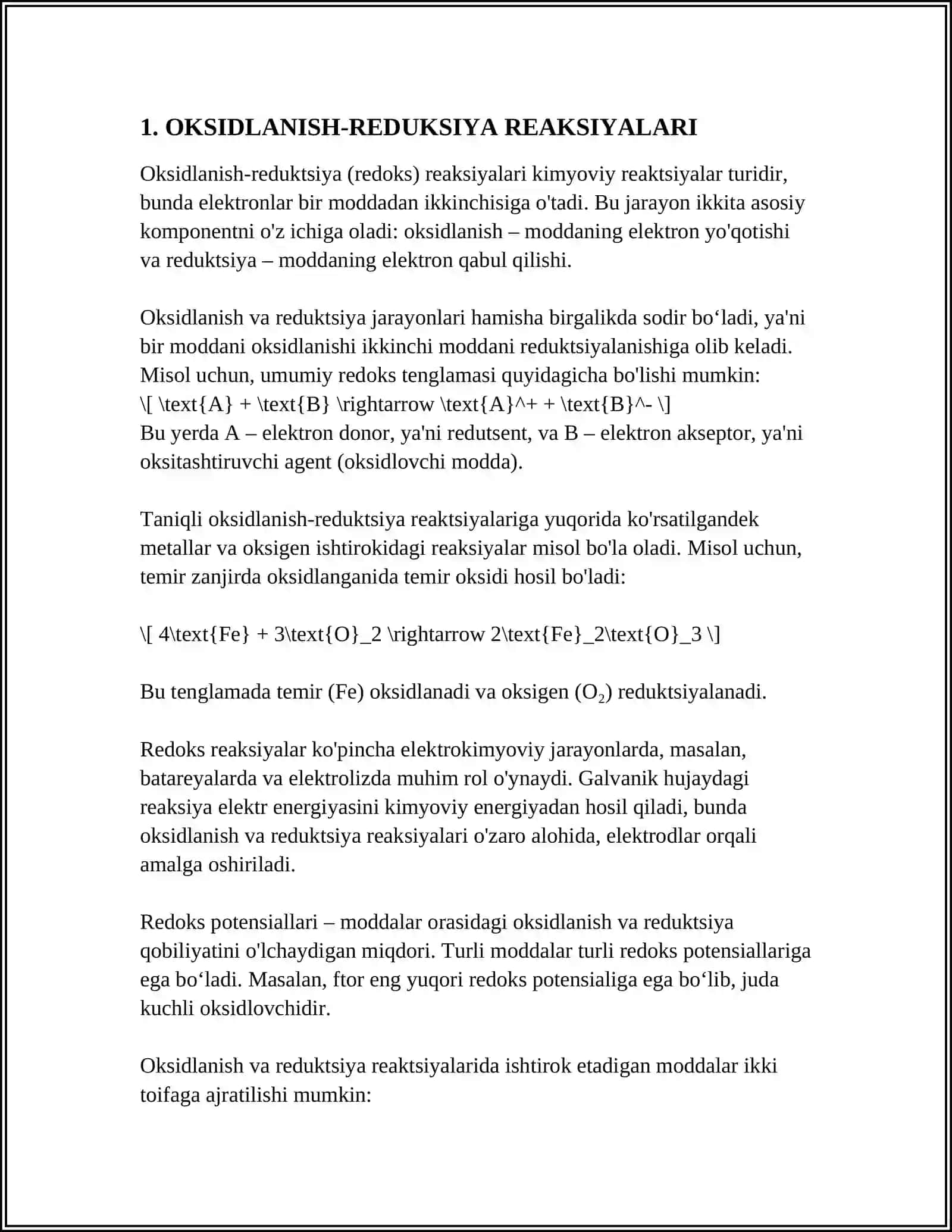 OKSIDLANISH, QAYTARISH REYAKSIYALARI 3